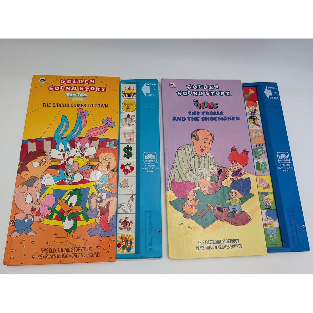 Golden Sound Story Book Lot Tiny Toons Trolls 1990s Interactive Electronic Works